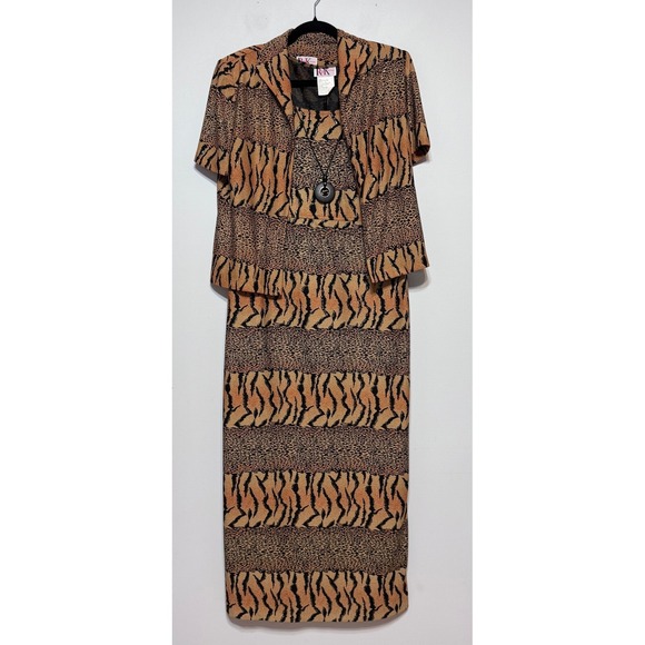 Vintage R&K Originals Animal Print Jacket & Maxi Dress Set‎ Size 10 Indie Sleaze - Picture 1 of 7